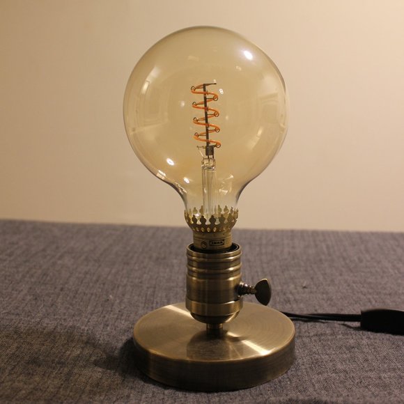 Ikea Megagram Brushed Metal Brass Table Lamp (with Large Globe Bulb) - Picture 3 of 6